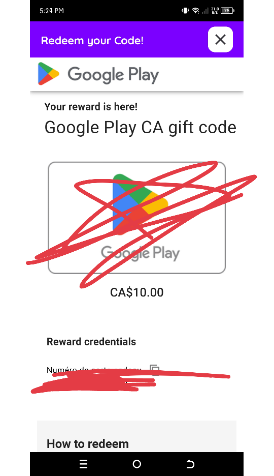 10 dollar Google play Gift Card #freecycle