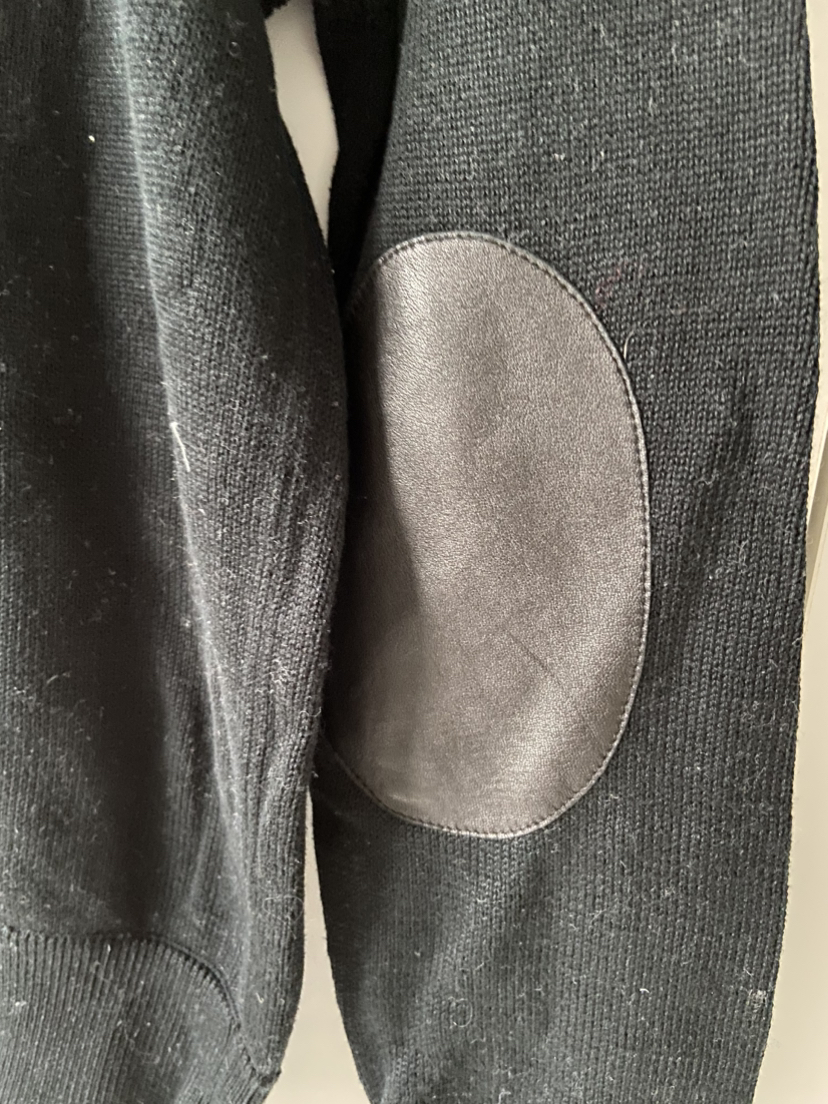 Club Monaco cotton sweater with leather elbow patch image indicator(4)