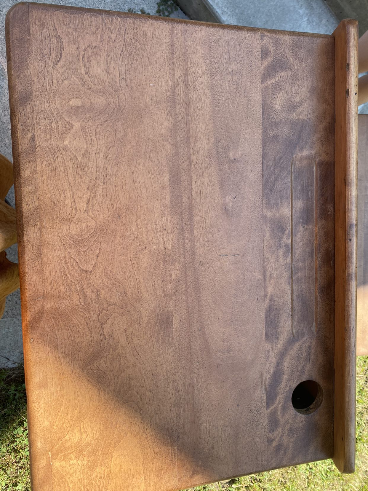 1800s antique school desk cast iron restored wood - photo 5