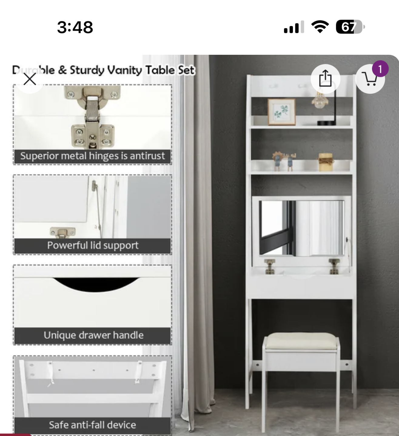 Vanity and makeup table and book shelf - photo 5