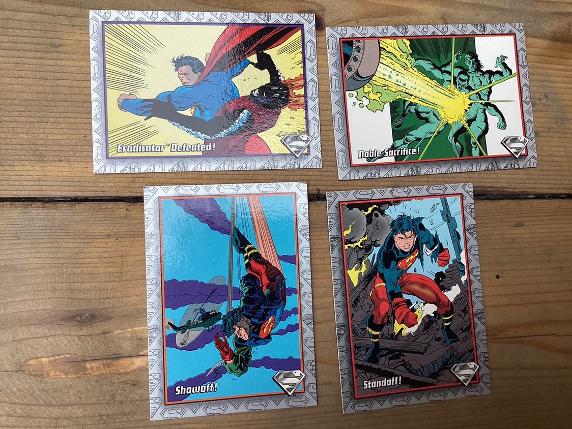 1993 THE RETURN OF SUPERMAN trading cards 35. 37, 84, 90 !