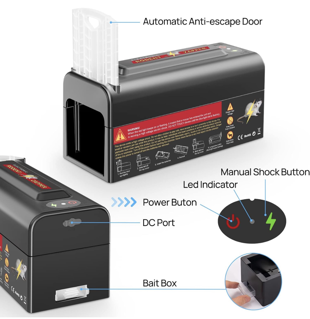 New Electric Rat Trap Indoor,Powerful Voltage Upgraded image indicator(6)