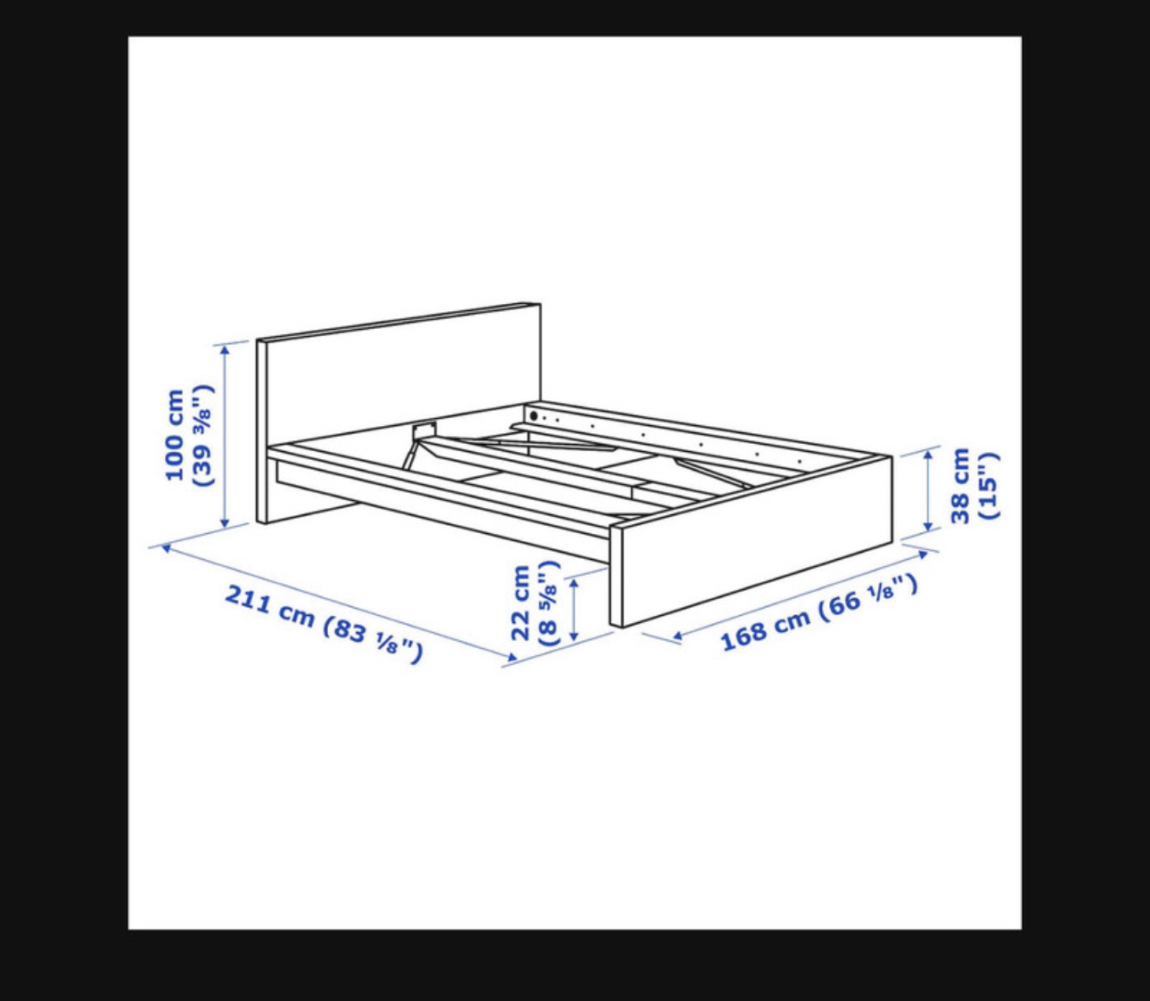 FREE - Malm double bed, bed frame (Support beam missing) - photo 2