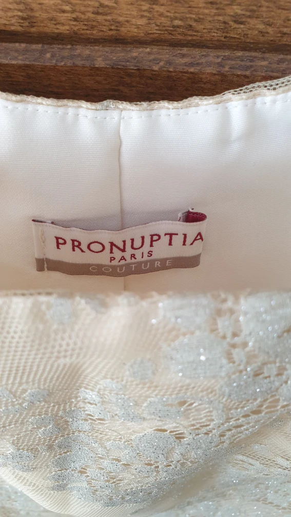 Pronuptia Paris Couture Antique Gold Lace & Silk "Wedding"  Gown image indicator(10)