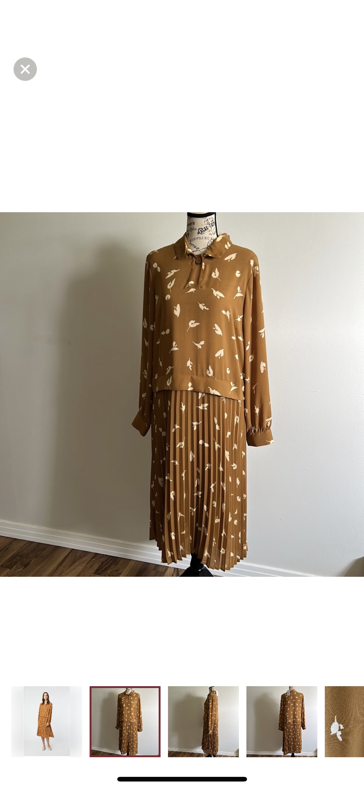 Oak + Fort Camel Print Pleated Bottom Dress - Large thumbnail
