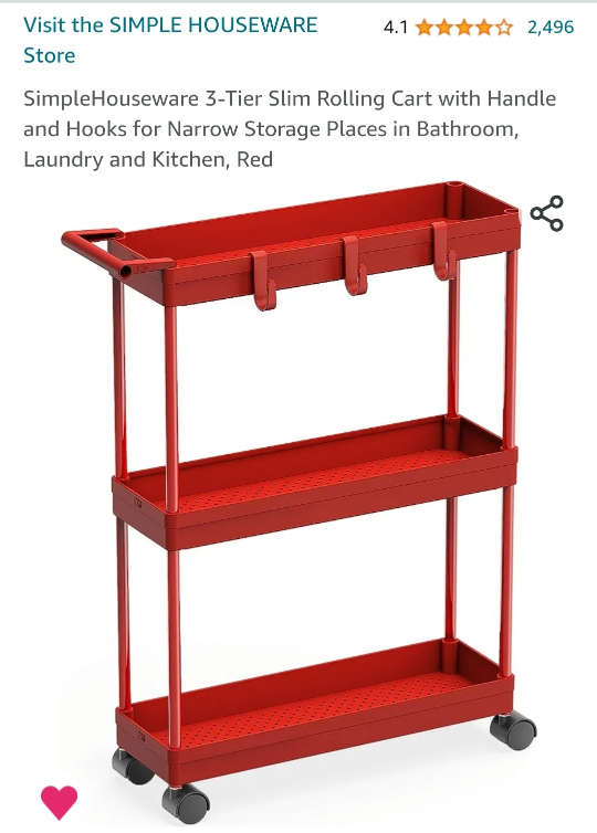 Narrow Utility Cart in Red thumbnail