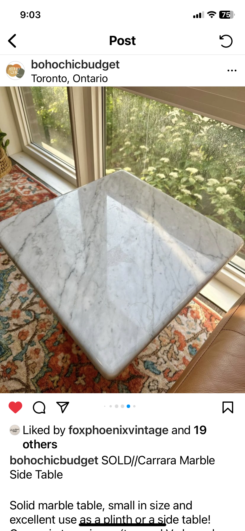 (2) vintage carrara marble side tables image indicator(5)