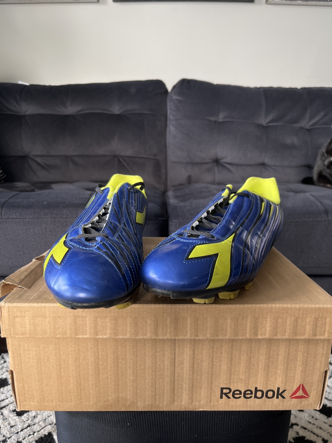 REEBOK QUICK DASH Mens Soccer Cleats US10.5. Blue/Green