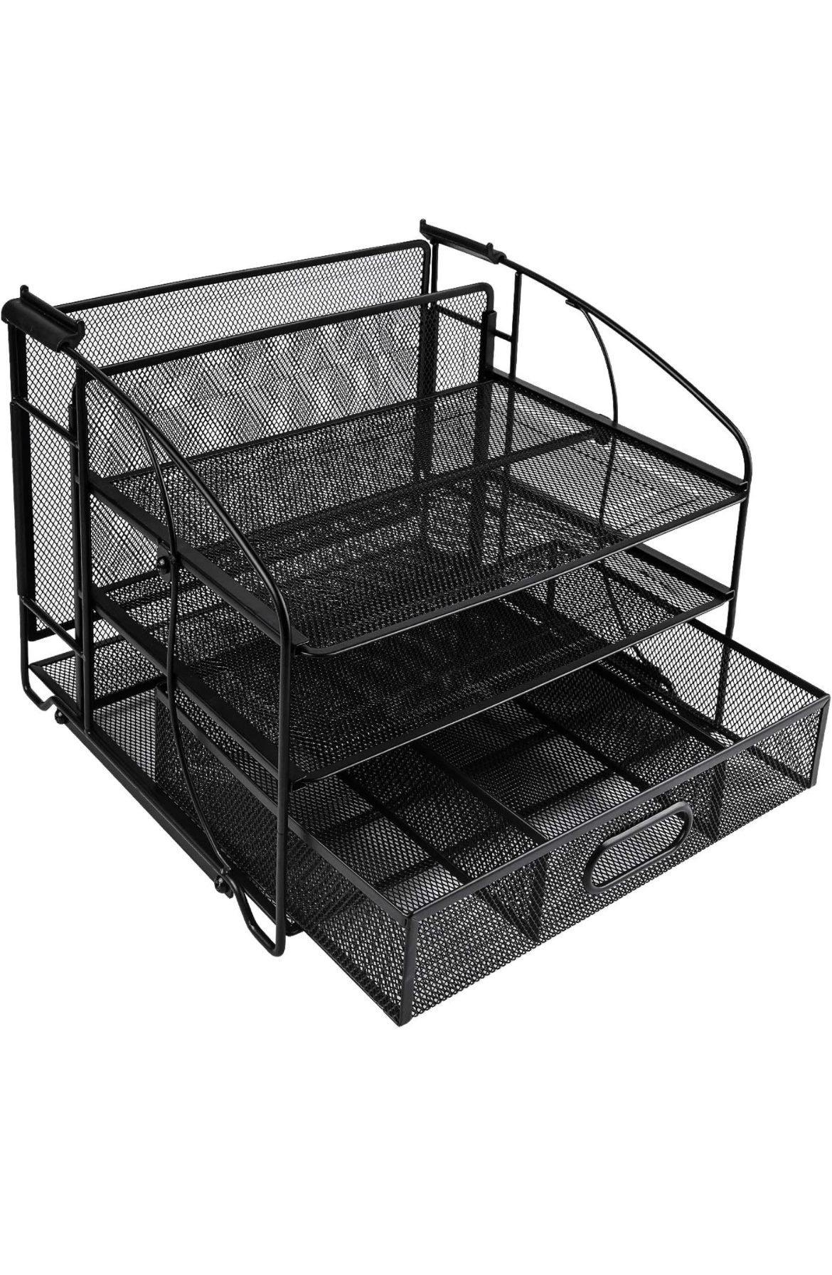 Desk Organizer 3 Tray w/Sliding Drawer and Hanging File Holder thumbnail