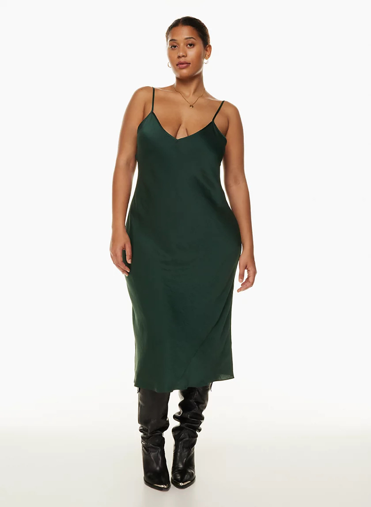 Aritzia Only Slip Satin Dress Forrest Green