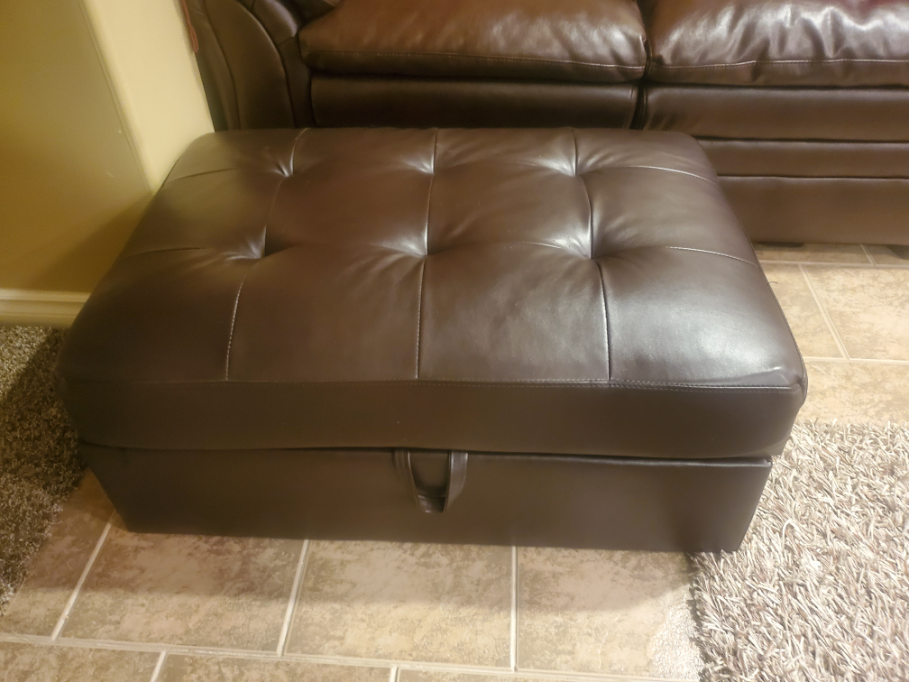 ottoman brown storage footrest puleather