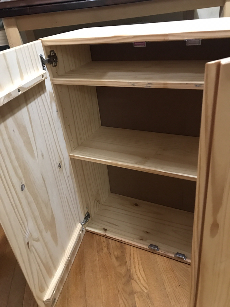 SOLD Pine solid wood shelf cabinet with doors. Unfinished wood - photo 2