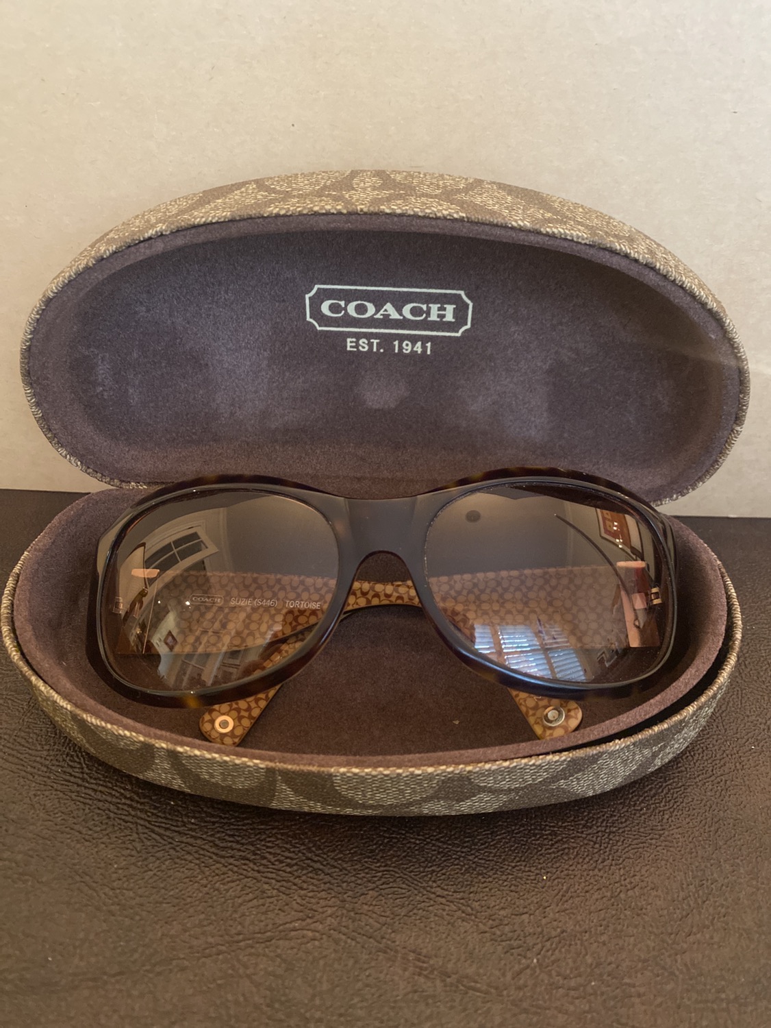Coach S446 tortoise rhinestone sunglasses and case
