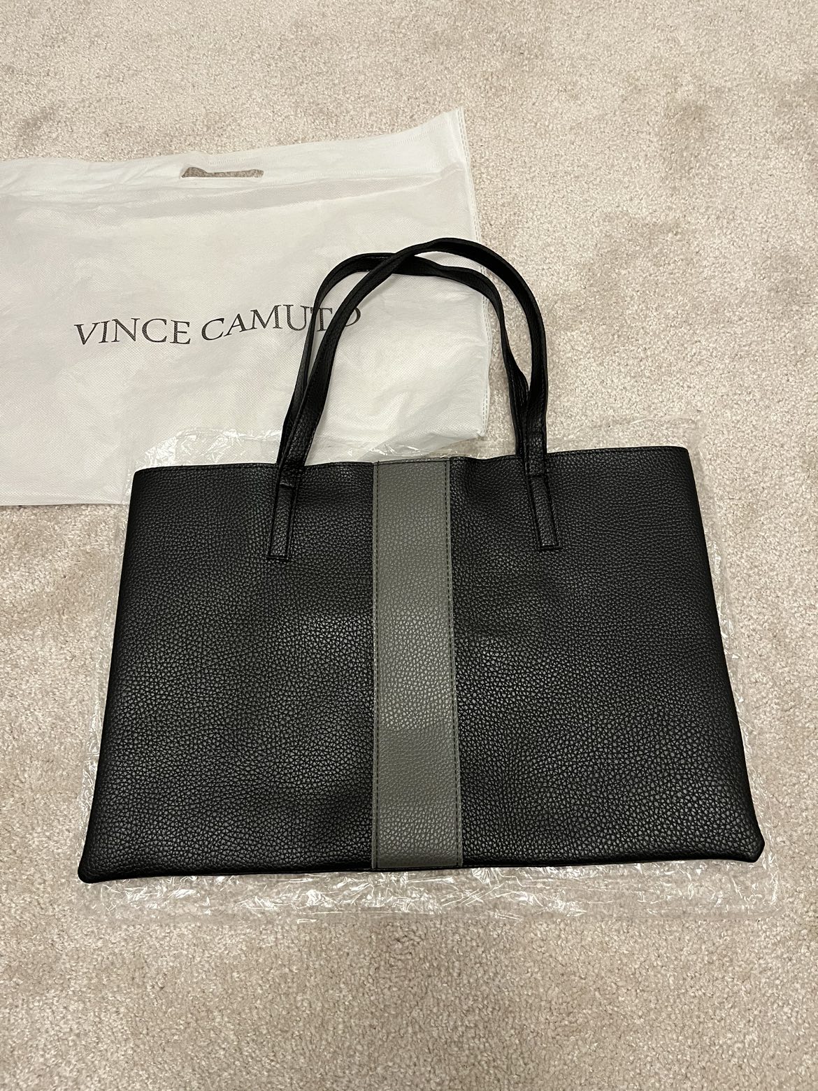 New Vince Camuto Tote Bag Black Gray Pebbled thumbnail