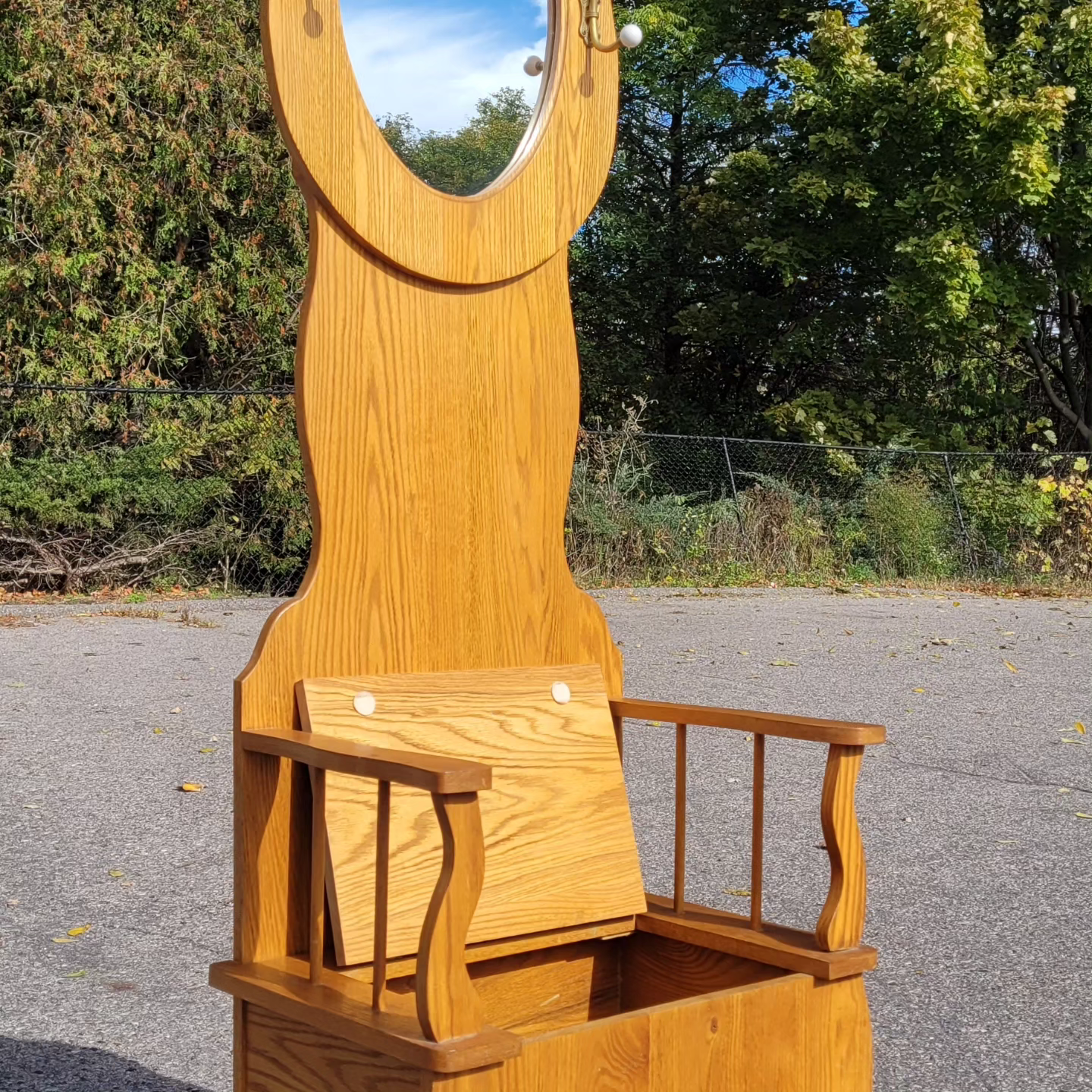 Vintage Hall Tree Mirror image indicator(2)