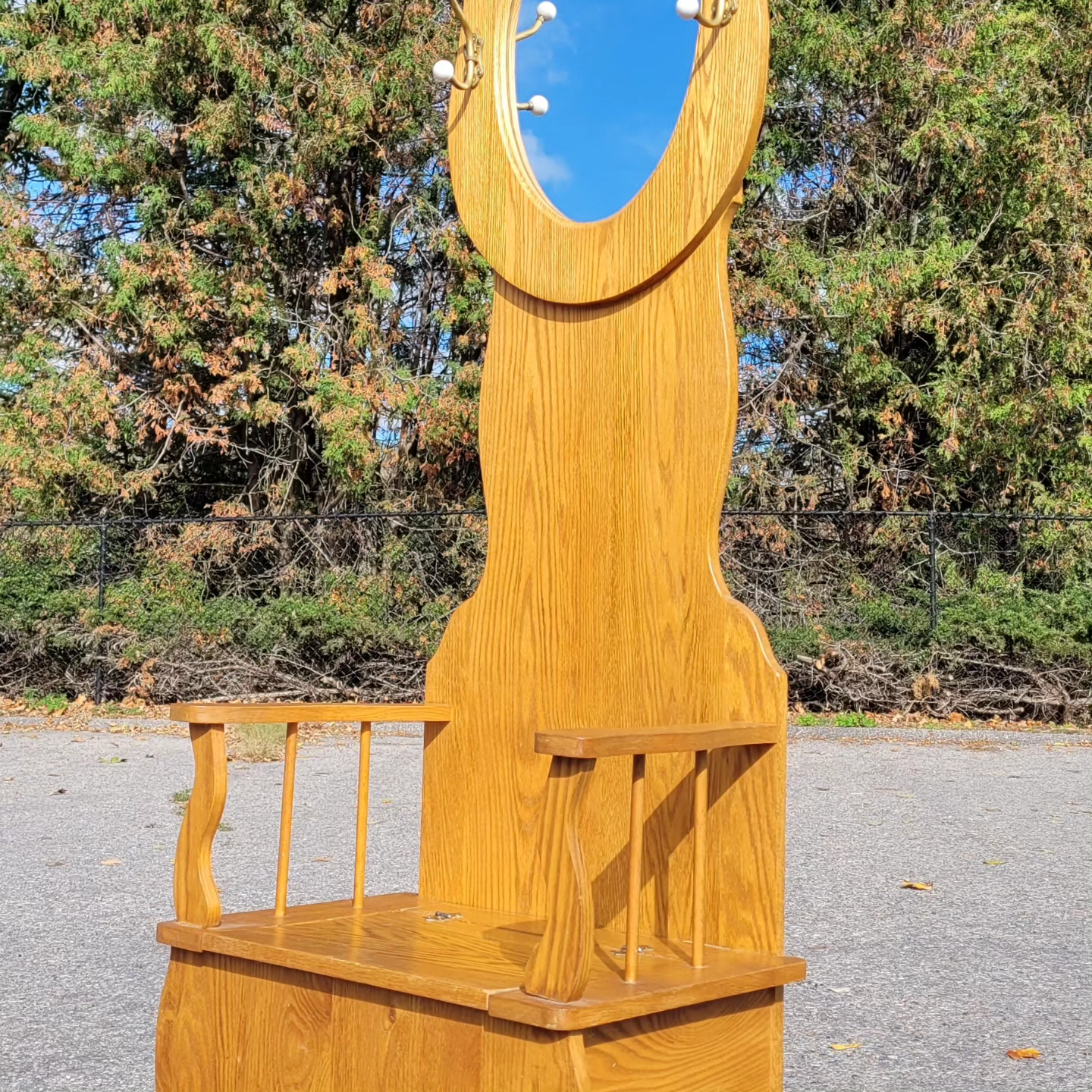 Vintage Hall Tree Mirror image indicator(3)