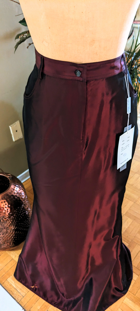 Long Teffta Ladies Formal Skirt Wine Bugandi Colour. thumbnail