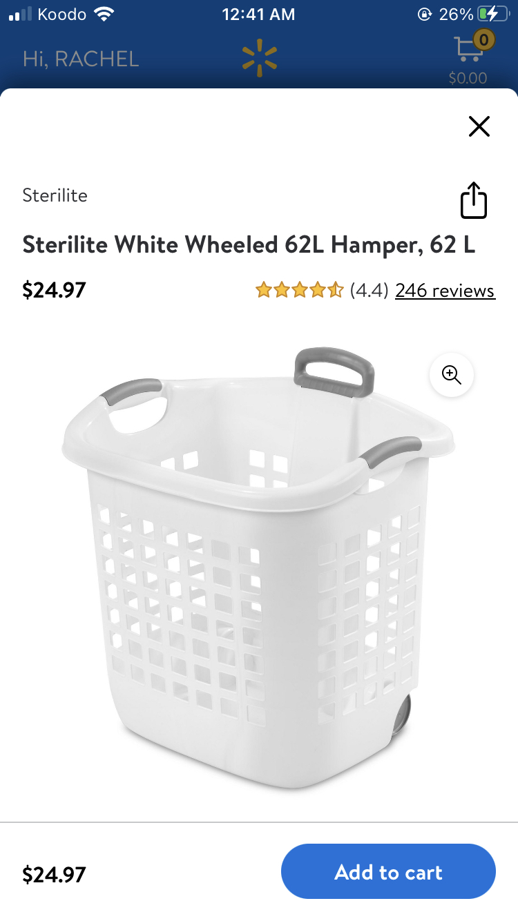 62L Laundry basket on wheels thumbnail