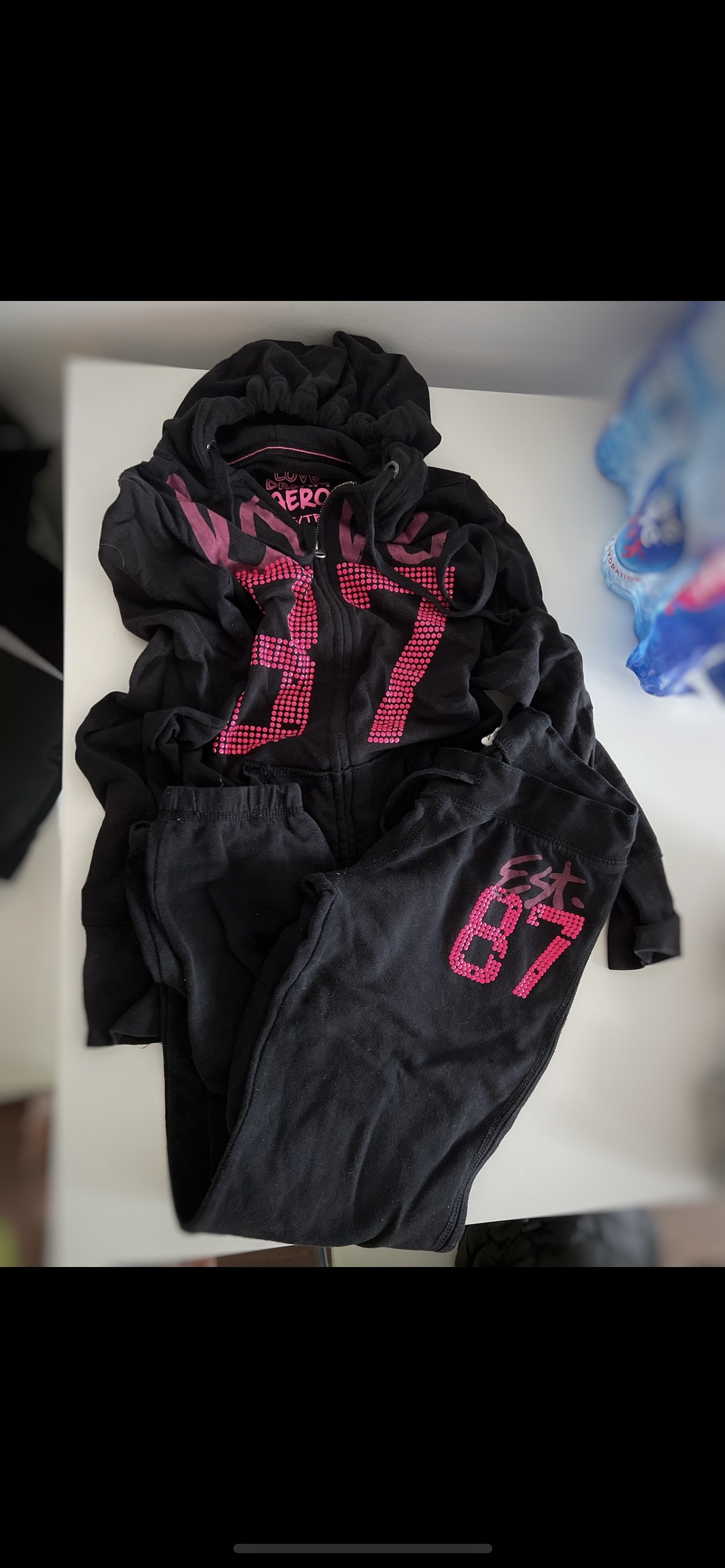 Hoodie and sweatpants set Aeropostale black with pink 🦃