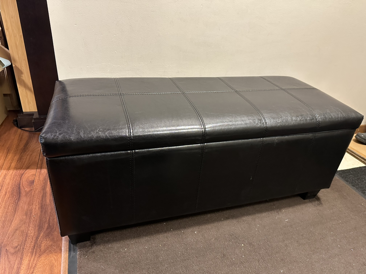 Black entry way ottoman shoe bench