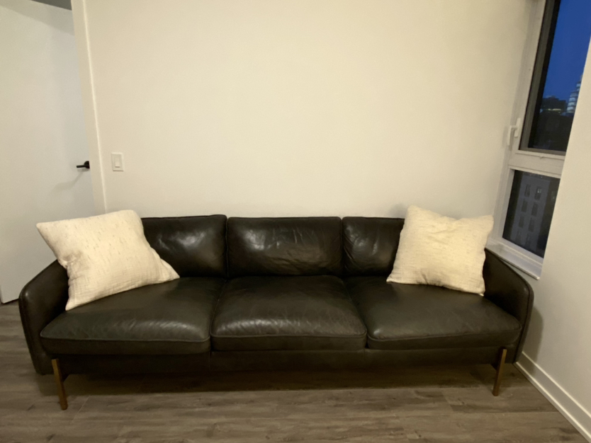 Black leather sofa