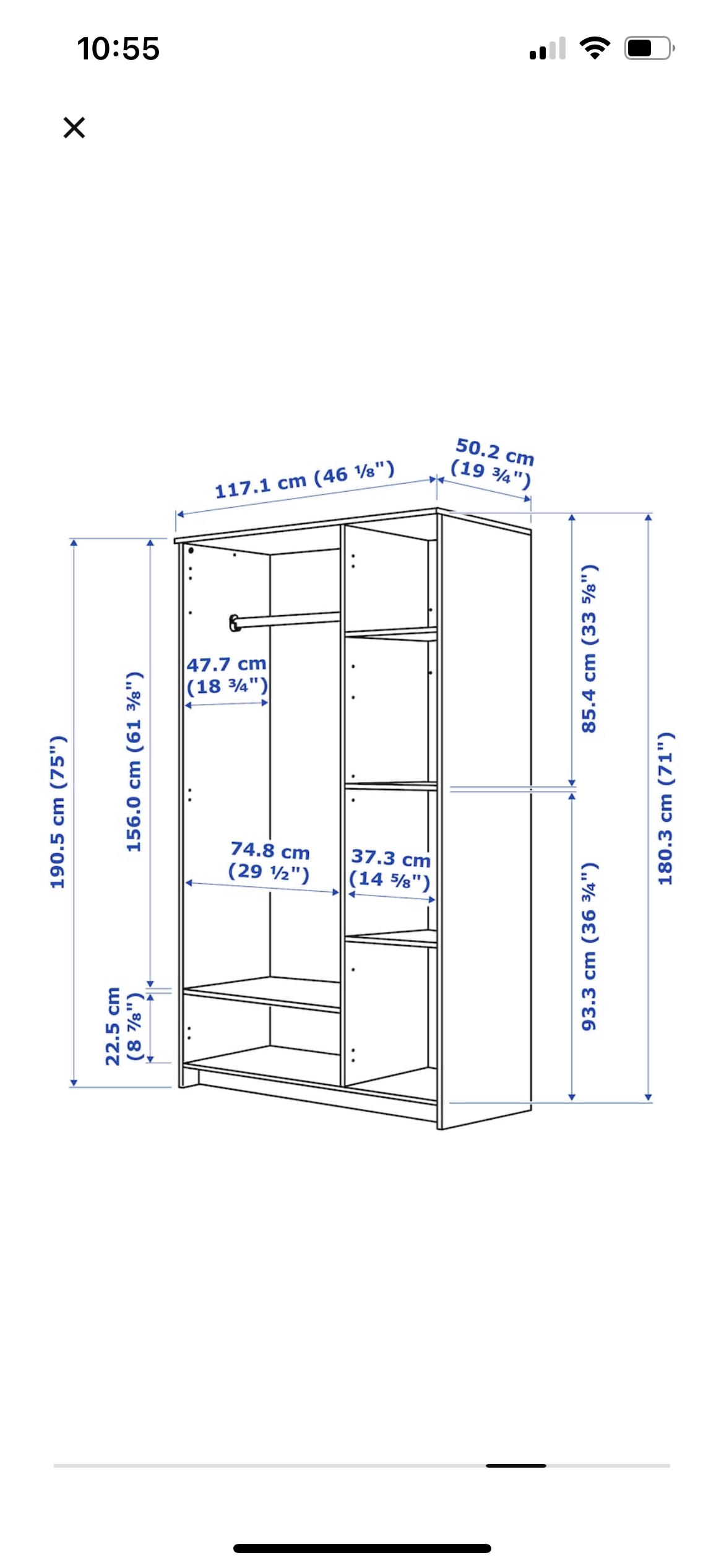 VGUG Ikea BRIMNES Wardrobe with 3 doors, white, 117x190 cm - photo 4