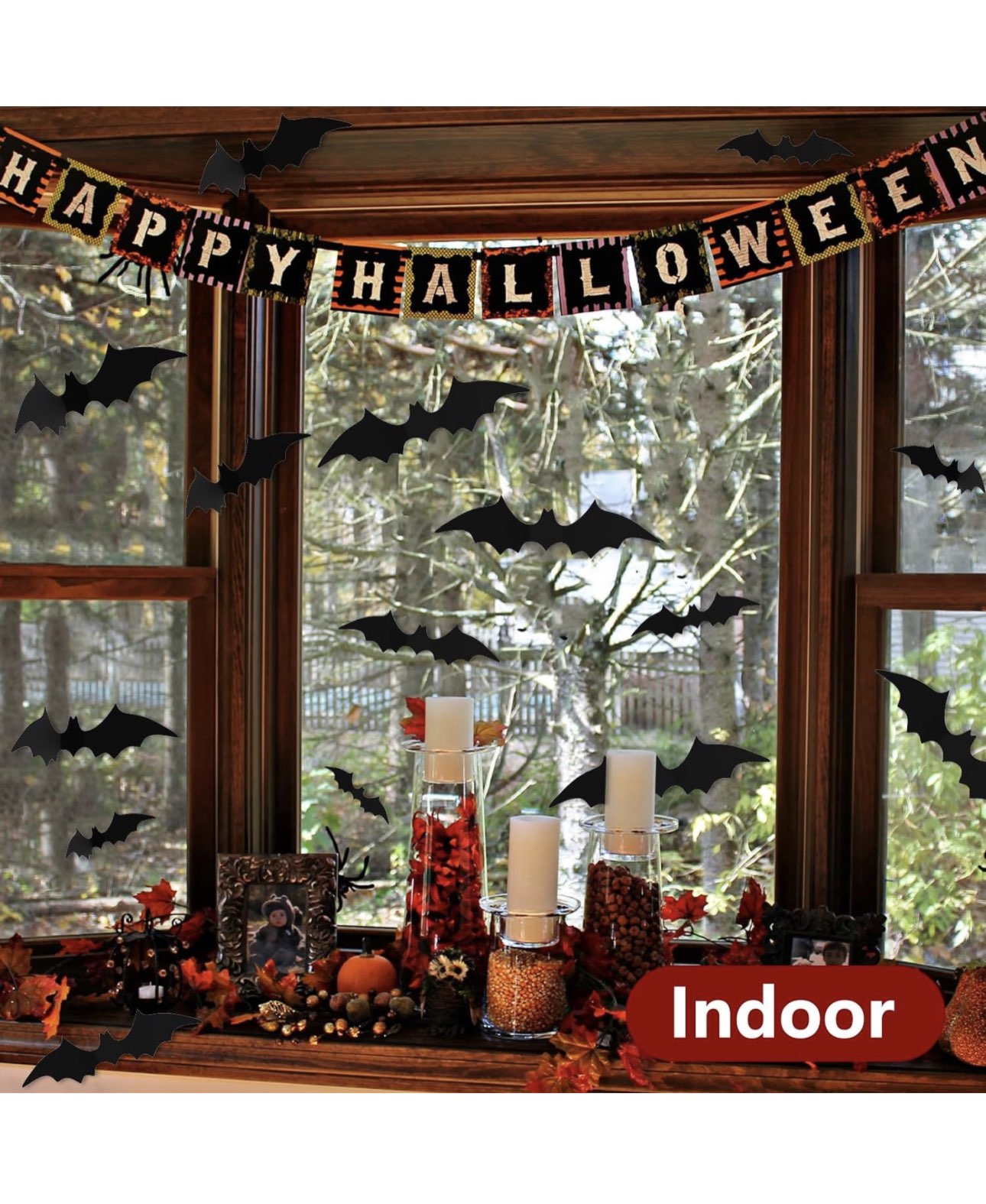 24PCSww Halloween Decoration 3D Bats Stickers image indicator(2)