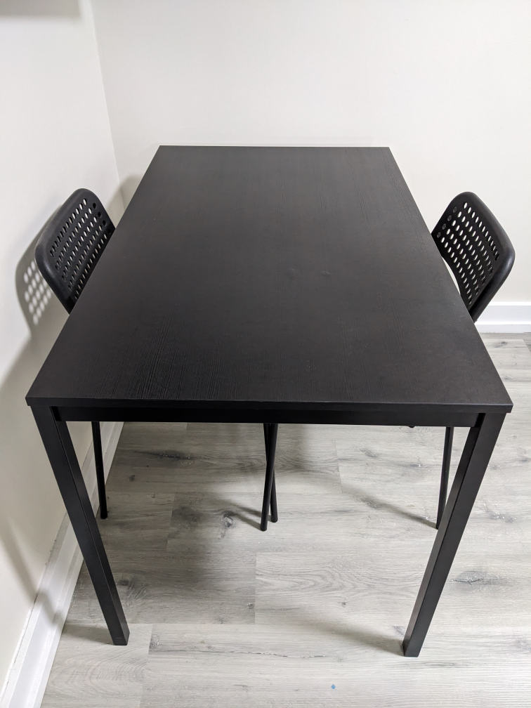 IKEA black TÄRENDÖ table and 2 ADDE chairs image indicator(2)