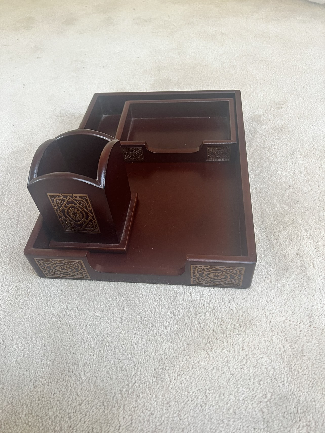 3 piece Wooden Desk organizer