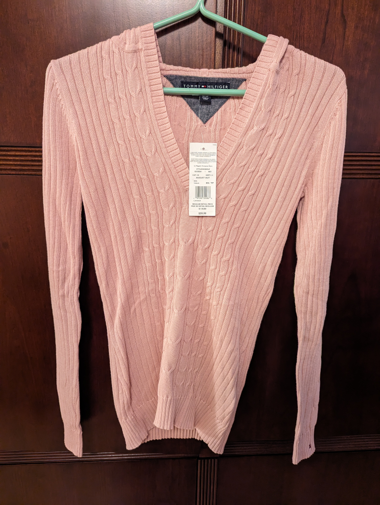 Hooded, pink sweater