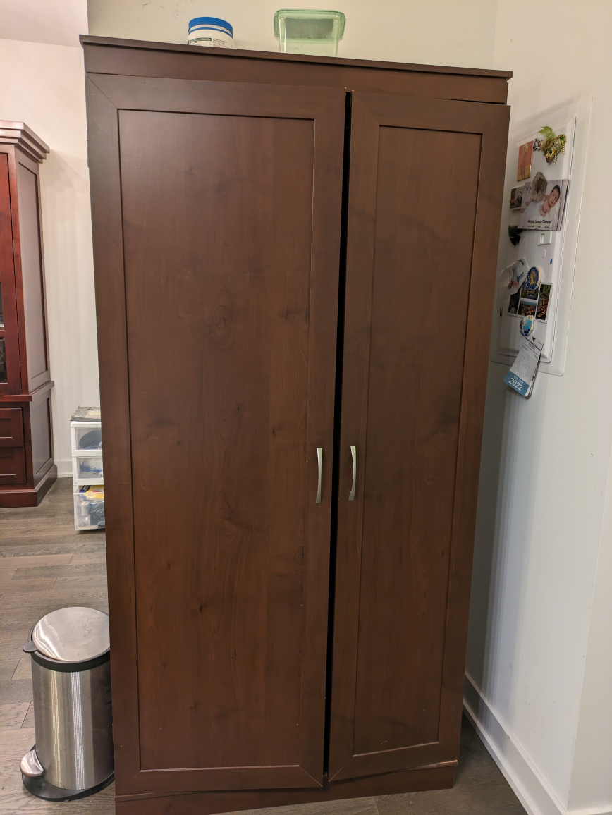 Brown pantry cabinet