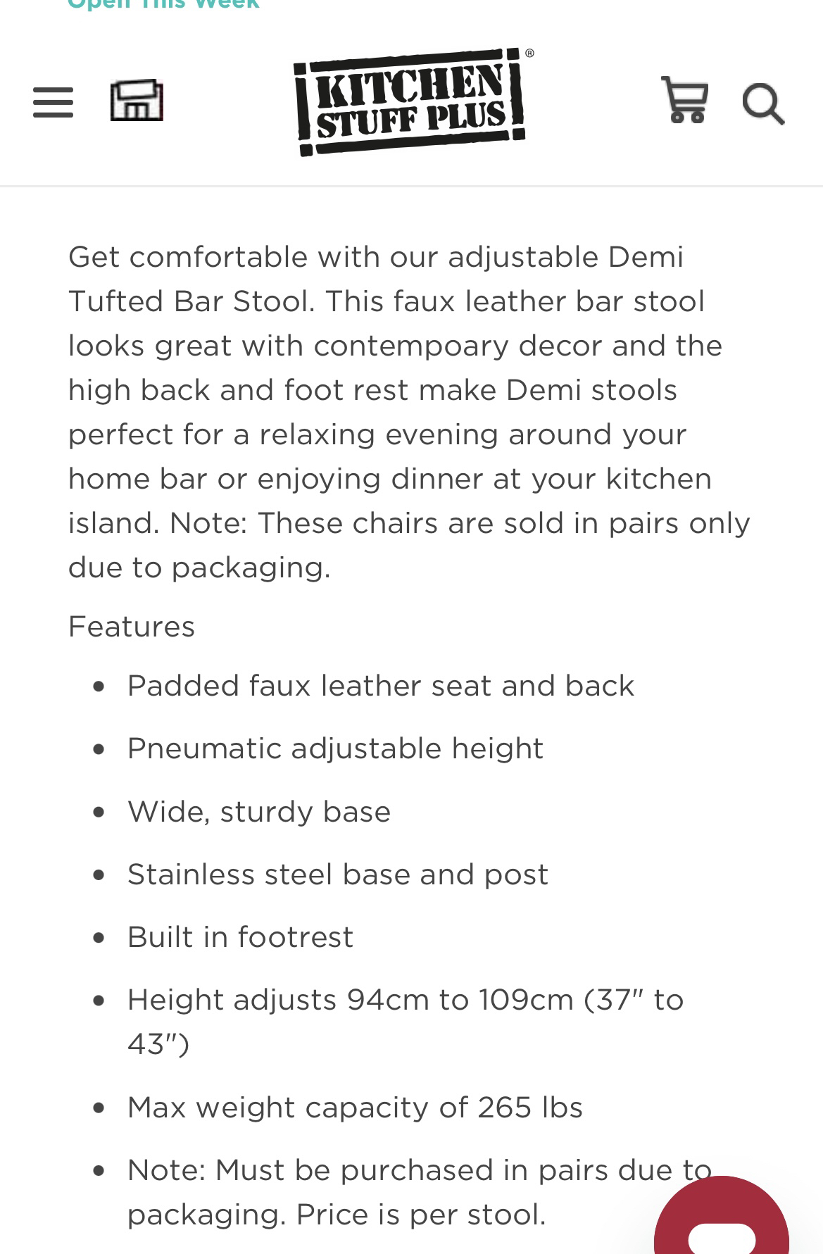 Faux Leather Bar Stool (x2) image indicator(7)