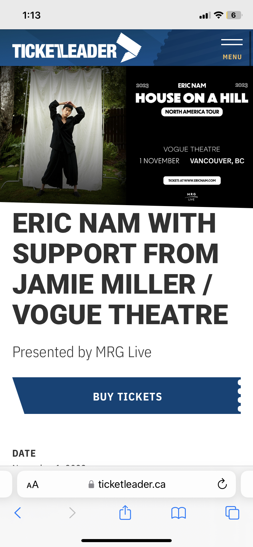 Eric nam house on a hill concert tickets