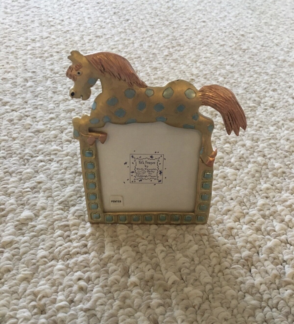 Pewter horse folk frame by Ruth Reynolds