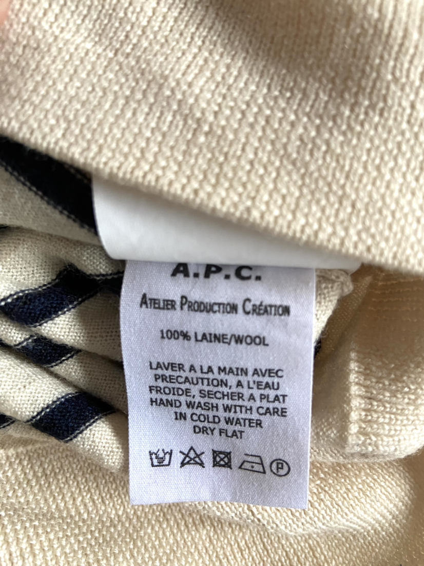 A.P.C. Navy stripe crew neck sweater size M image indicator(6)