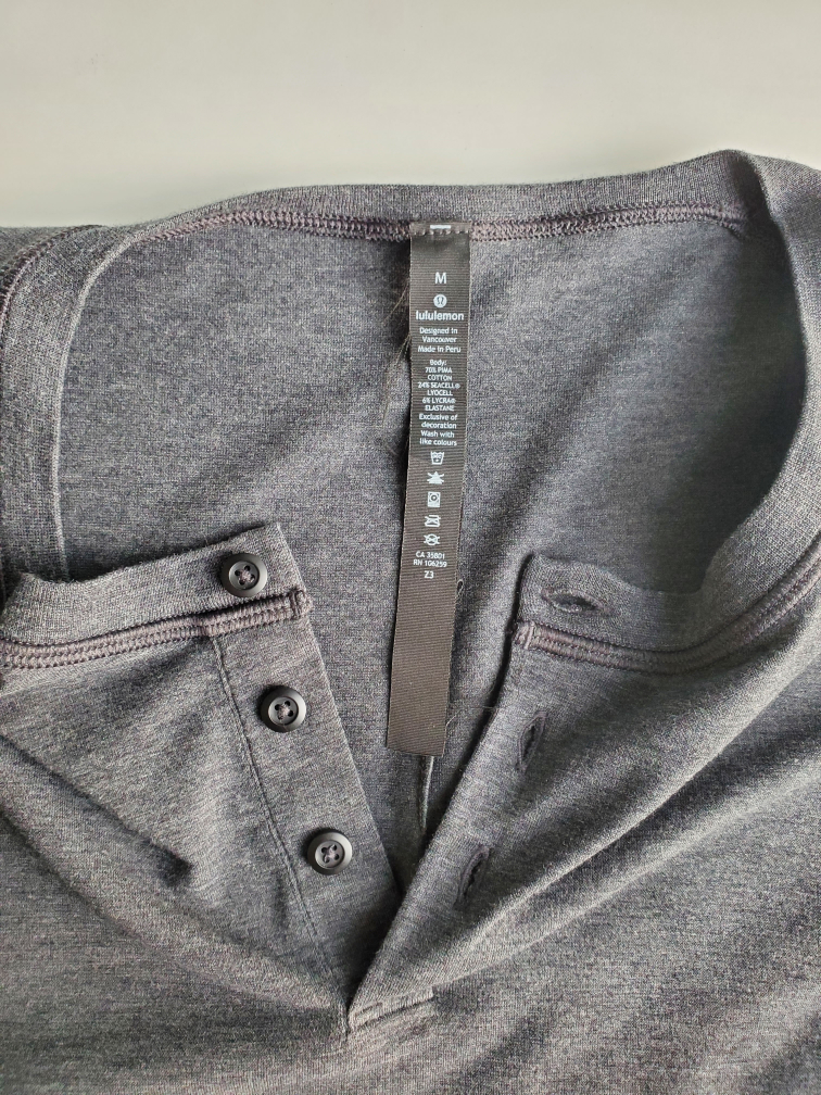 Lululemon long sleeve henley (grey) image indicator(3)