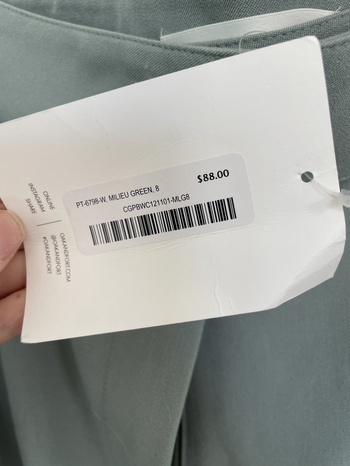 Mint / sage green trouser pants from Oak and Fort image indicator(3)