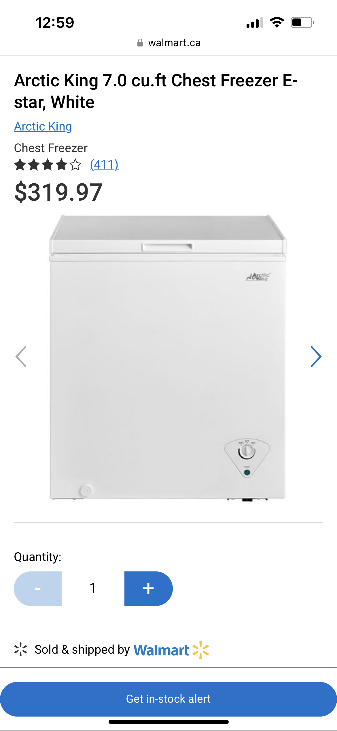 Selling New Open box Arctic King Black 7.0 cu. ft Freezer