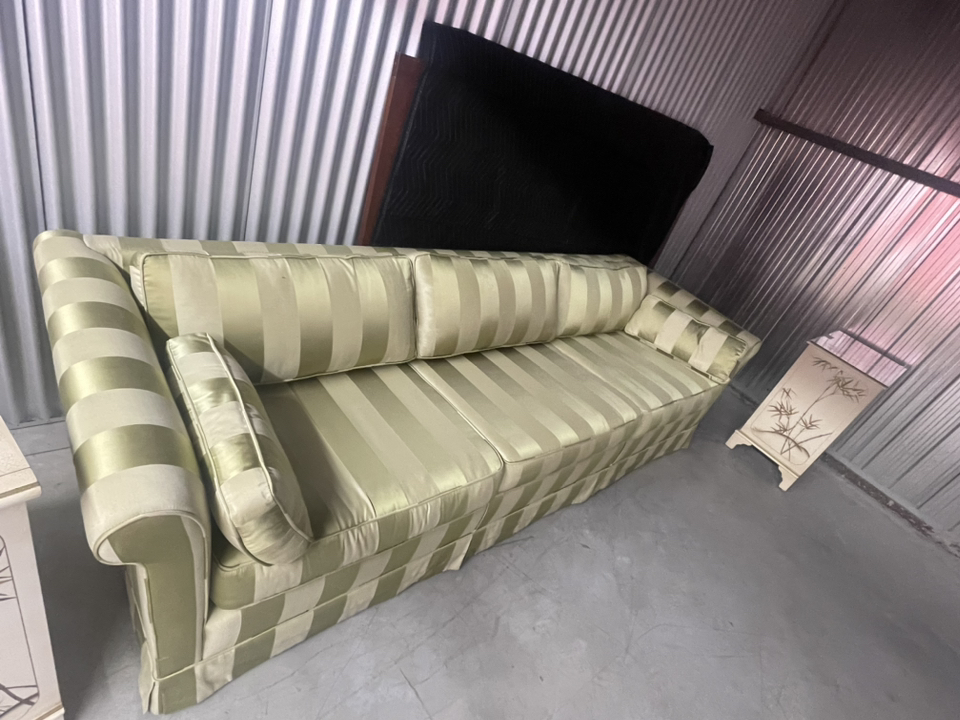 Oilve green striped couch - photo 3
