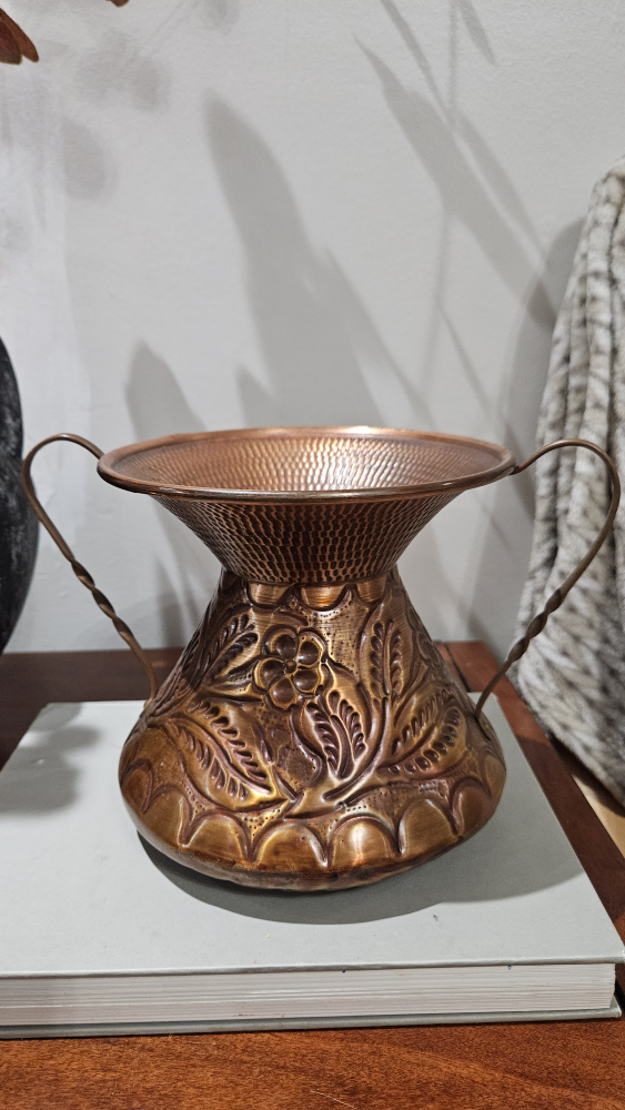 vintage copper pot double handled thumbnail