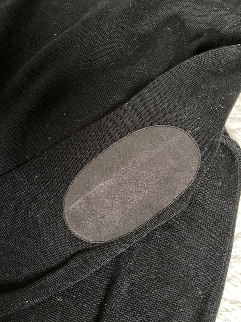 Club Monaco cotton sweater with leather elbow patch image indicator(5)