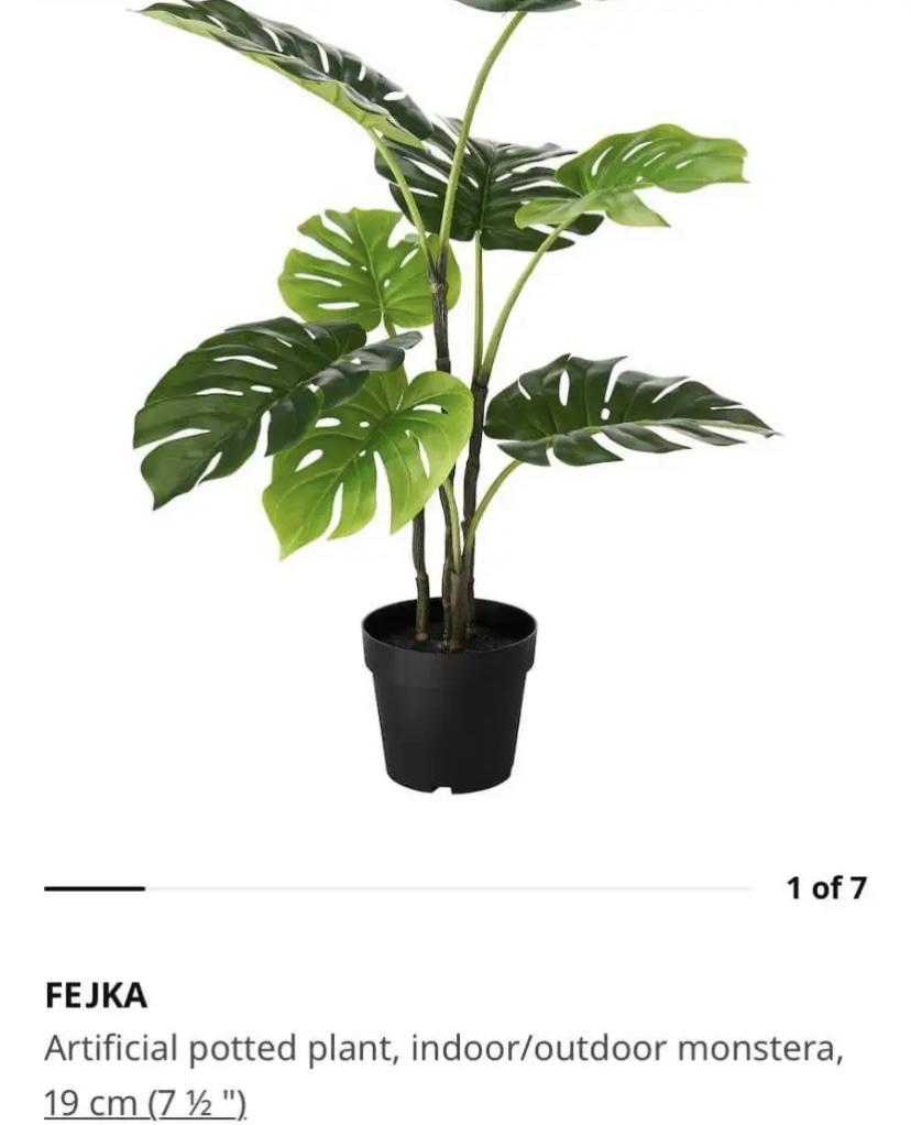 Artificial potted plant, indoor/outdoor monstera, 19 cm (7 ½ ") - photo 2