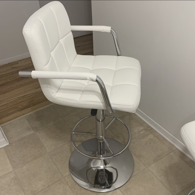 Set of Three Faux Leather White Bar Stools - photo 4