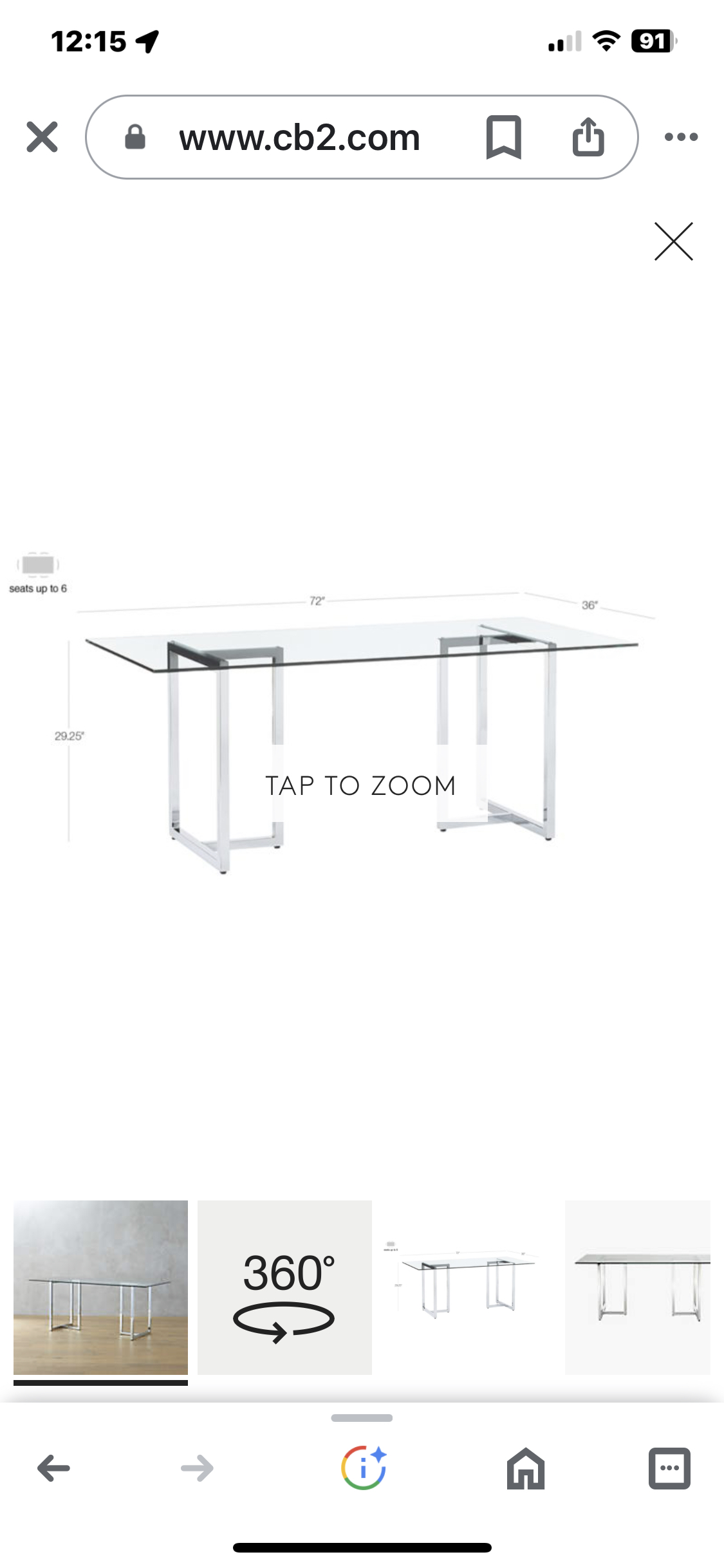 CB2 Glass table 72” image indicator(4)