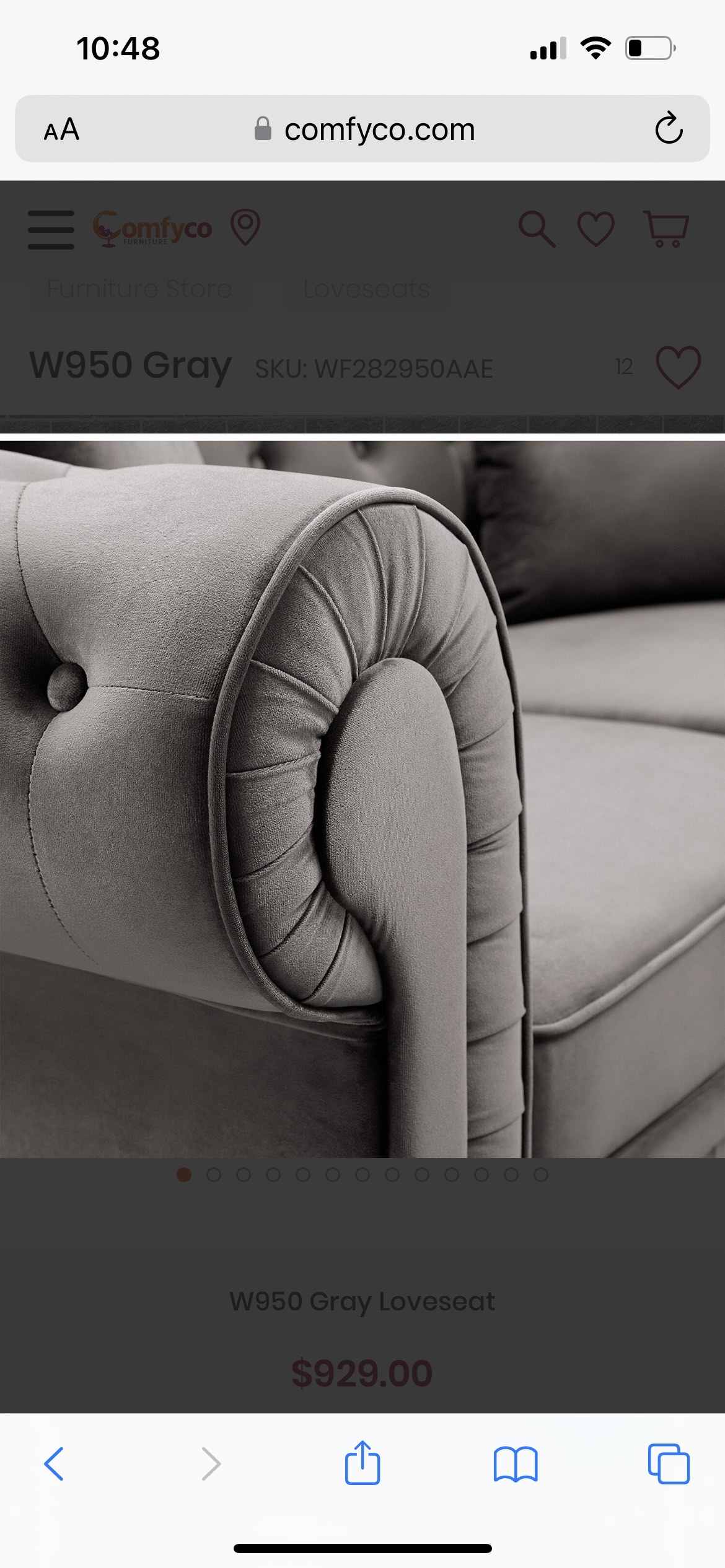 Selling New La Spezia W950 Grey Loveseat - photo 3
