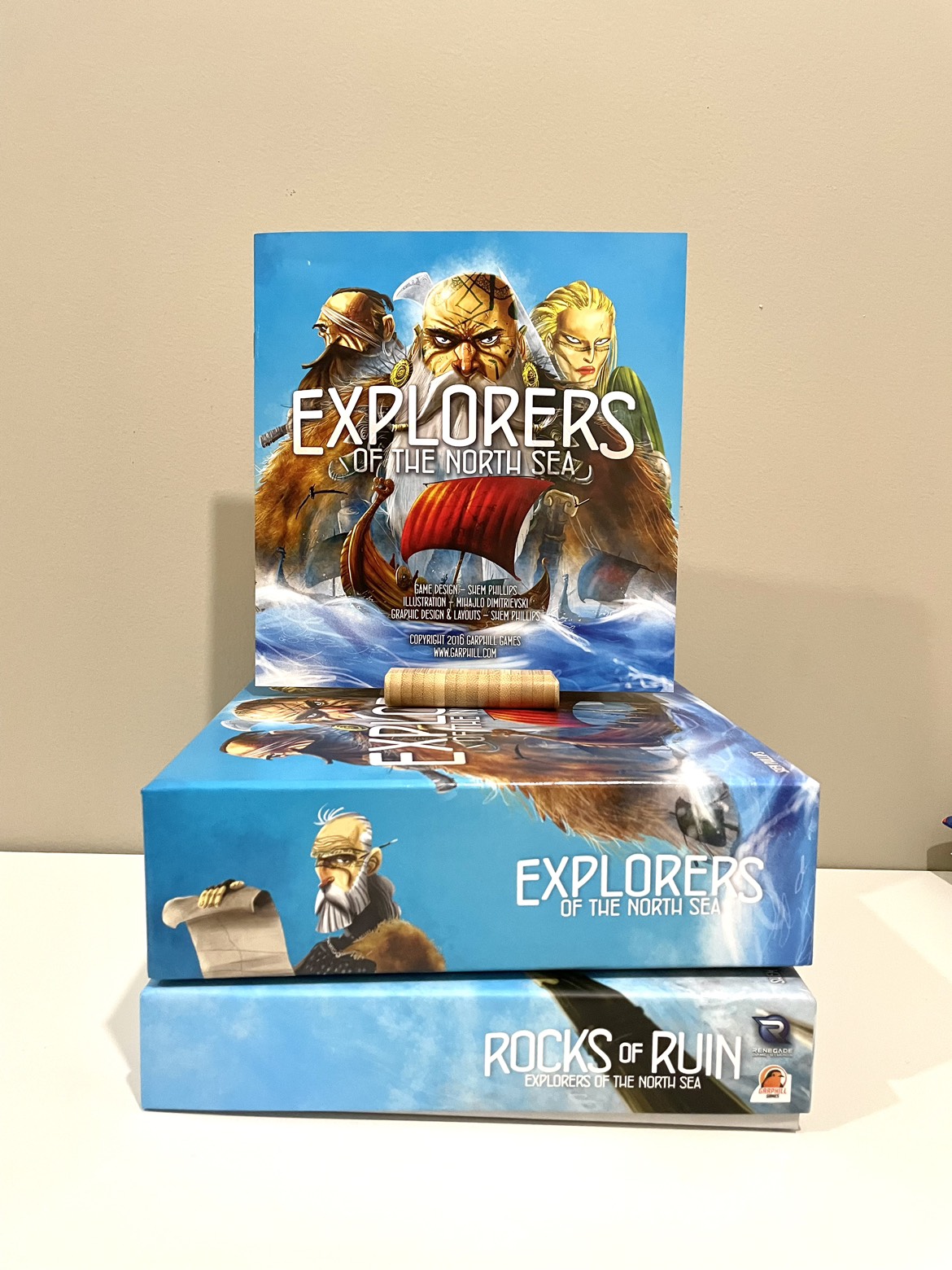 Explorers of the North Sea + Rocks of Ruin expansion. Board game thumbnail