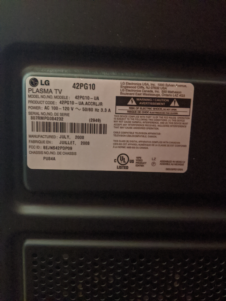 Free 42" LG Plasma TV - Must Pick Up on Tues Oct 17 - photo 5