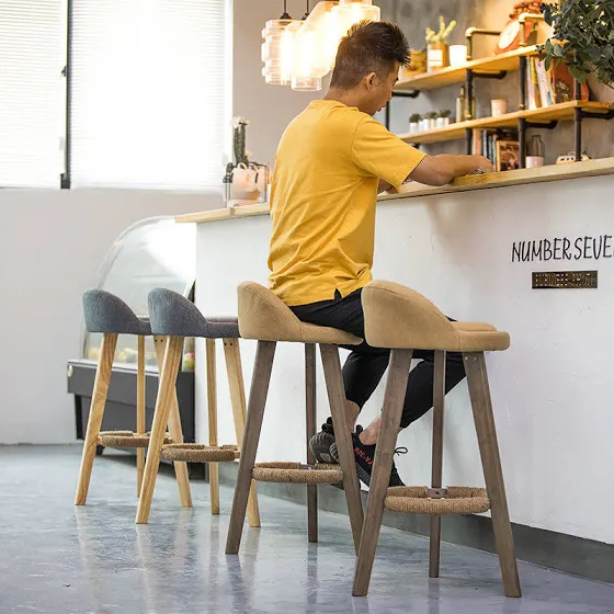 gray wooden bar stools
