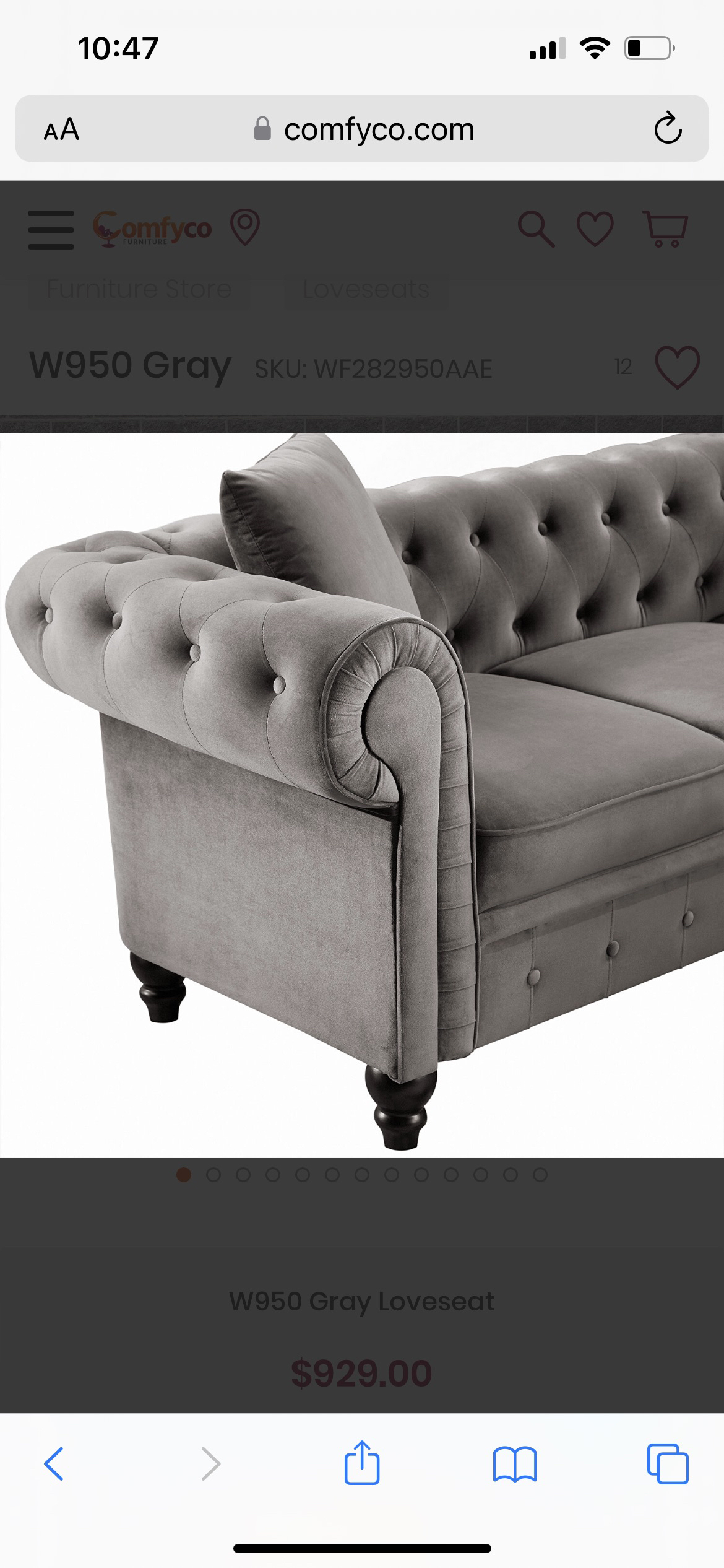 Selling New La Spezia W950 Grey Loveseat - photo 2