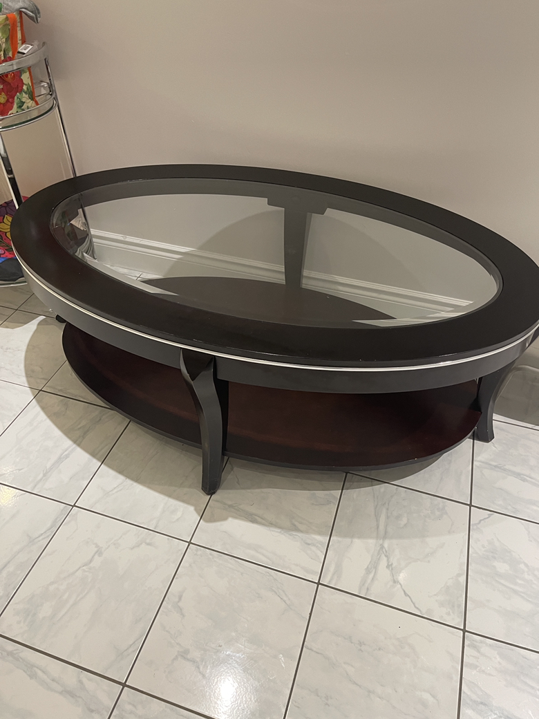 Beautiful oval wooden glass coffee table - photo 3